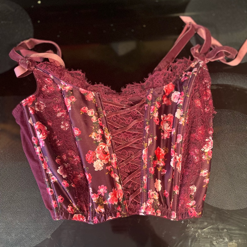 Victoria's Secret Burgundy Lace Detail Top